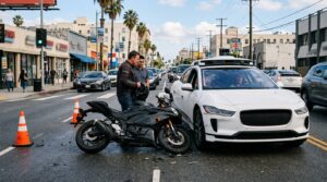 Autonomous vehicle motorcycle accident claim in Los Angeles involving robotaxi evidence